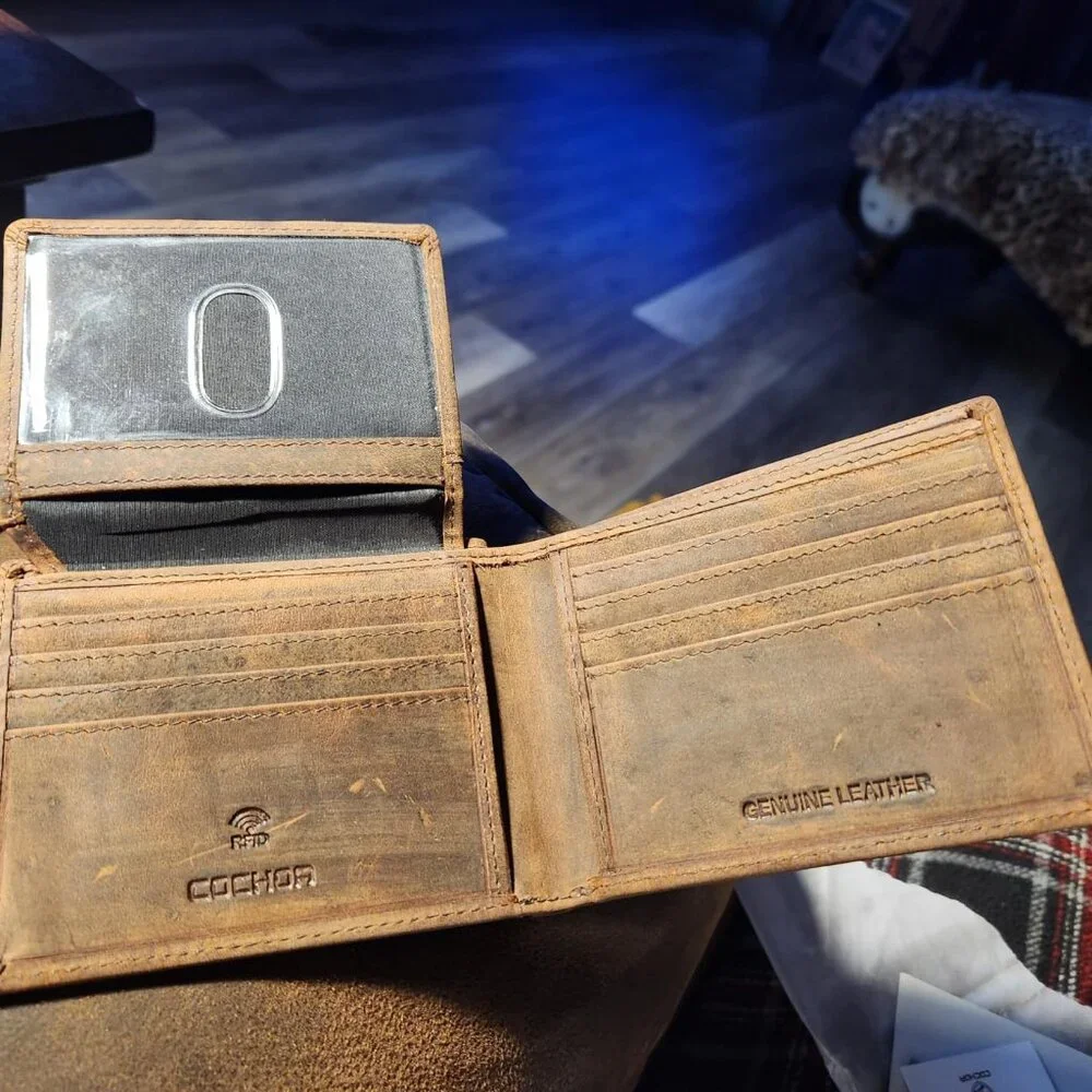 Wallet for Men's RFID Blocking Real Leather Bifold Stylish 2 ID Window